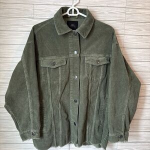 Zara Olive Utility Corduroy Jacket